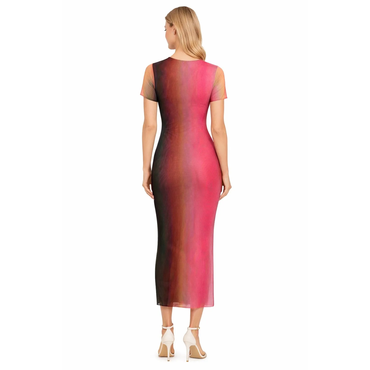 MISA Los Angeles Mesh Ombre Maxi Dress Short Sleeve Sheer dress size xs / s - Image 2