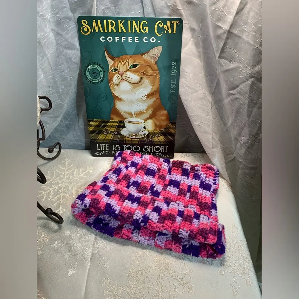 Handmade Pink Purple Cat Beanie - Image 7