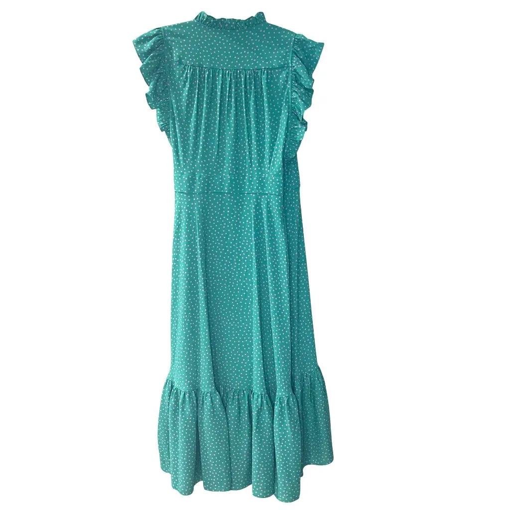 Kate Spade Poolside Dot‎ Wrap Dress Women's Size 10 Emerald Coast Green Pink NEW - Image 7
