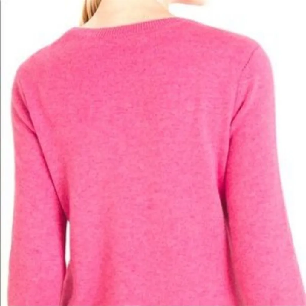 Chico’s Cashmere/ Wool Blend Pink Peace Love Chic Crewneck Sweater 0 XS - Image 7