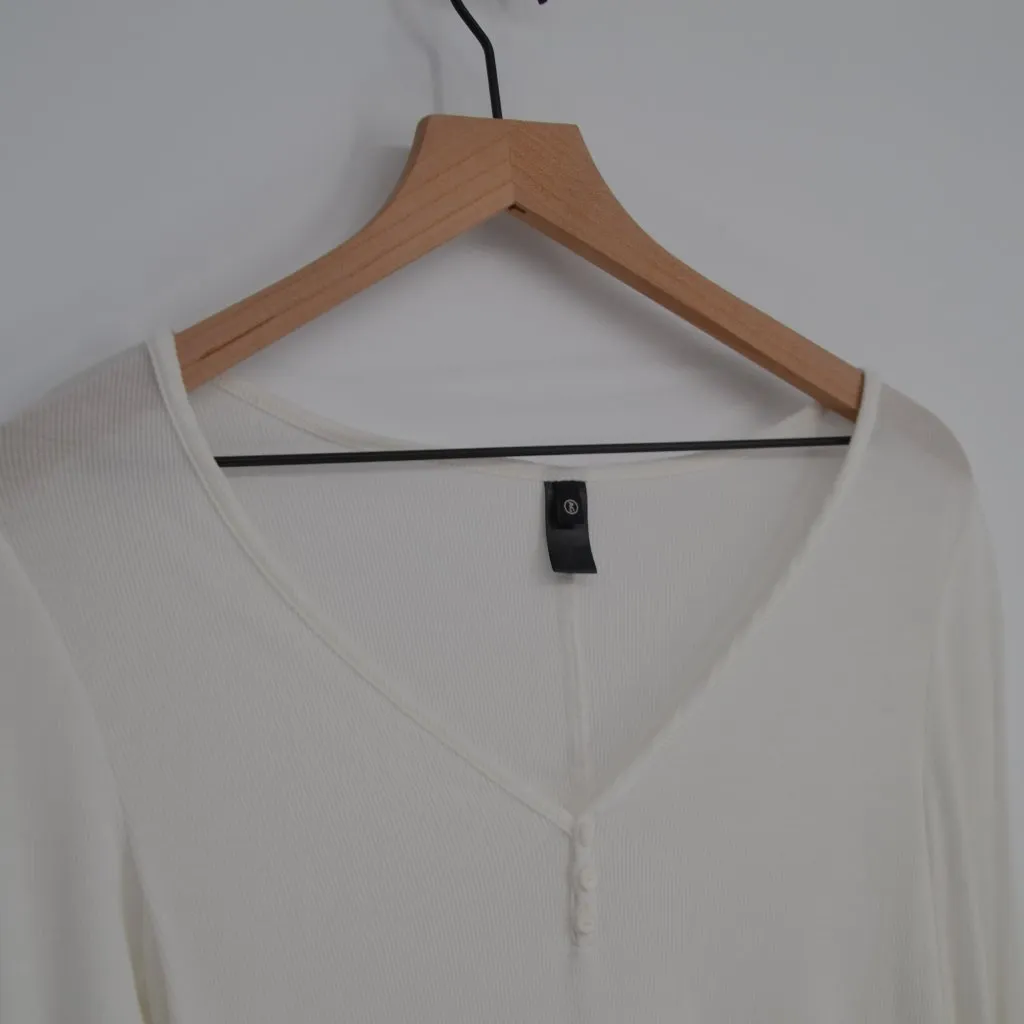 Adriano Goldschmied Anita Henley Top True White Thermal Long Sleeve Women's S - Image 5