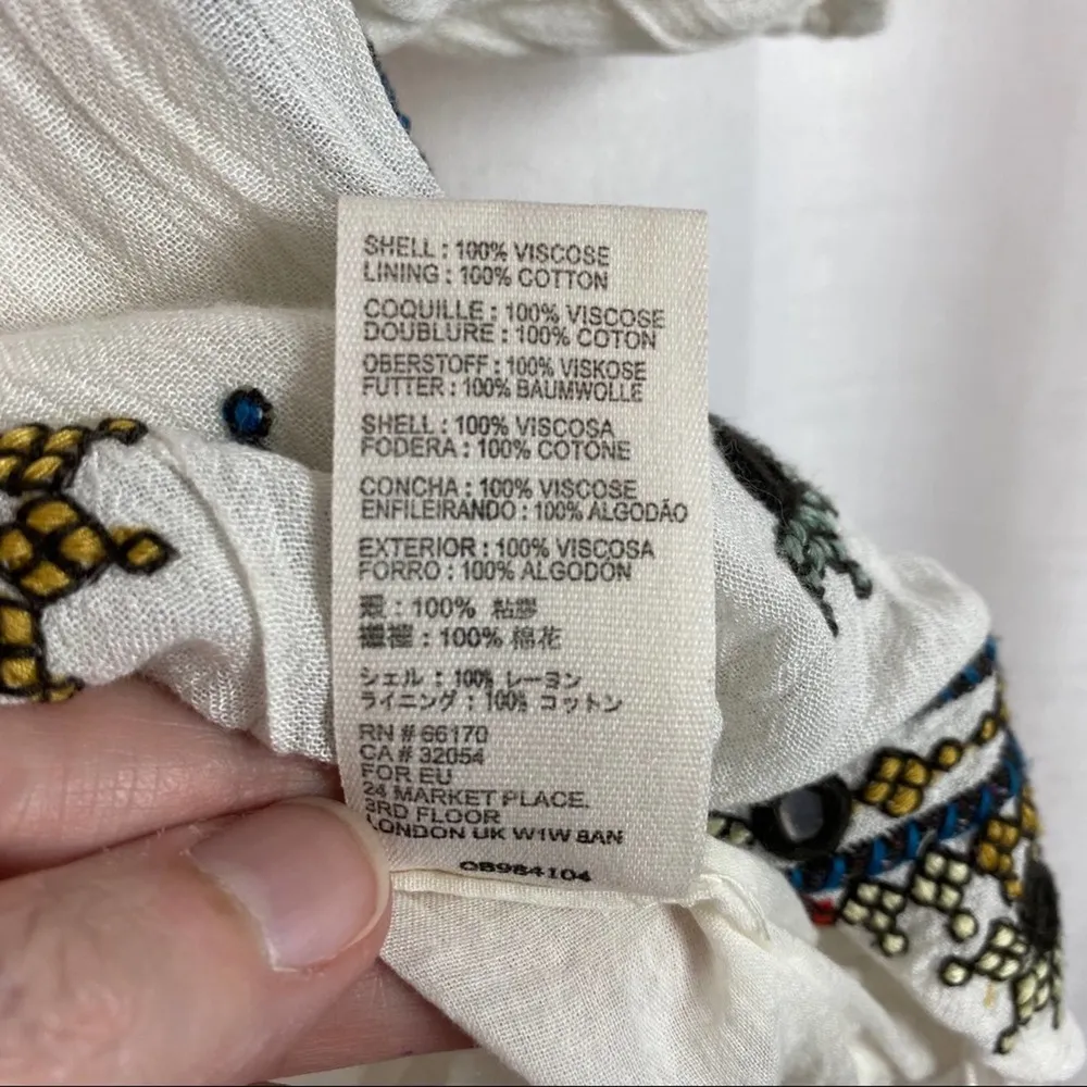 Free People Ivory Aurura Embroidered Peasant Crop Top Sz.XS NWT - Image 14