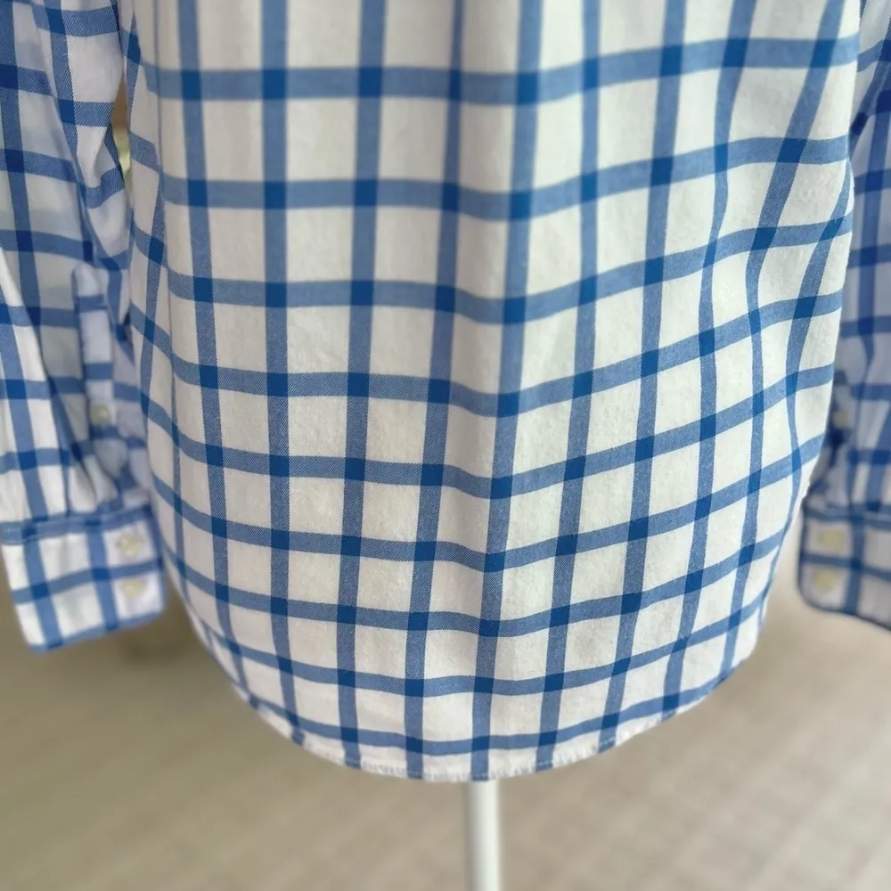 J. Crew Factory Top Shirt Plaid Flannel Blue White XS Preppy Casual Work - Image 11