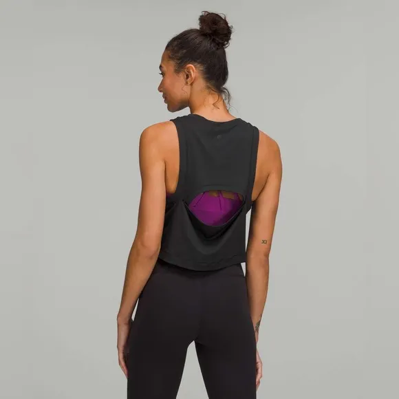 Lululemon Open-Back Cropped Training Tank Top - Black - 8 - Image 2