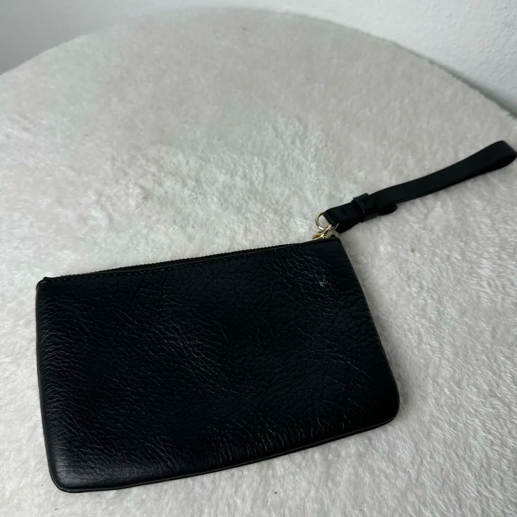 Kate Spade Black Wristlet with Gold Accent and Bow Detail on the Strap - Image 2