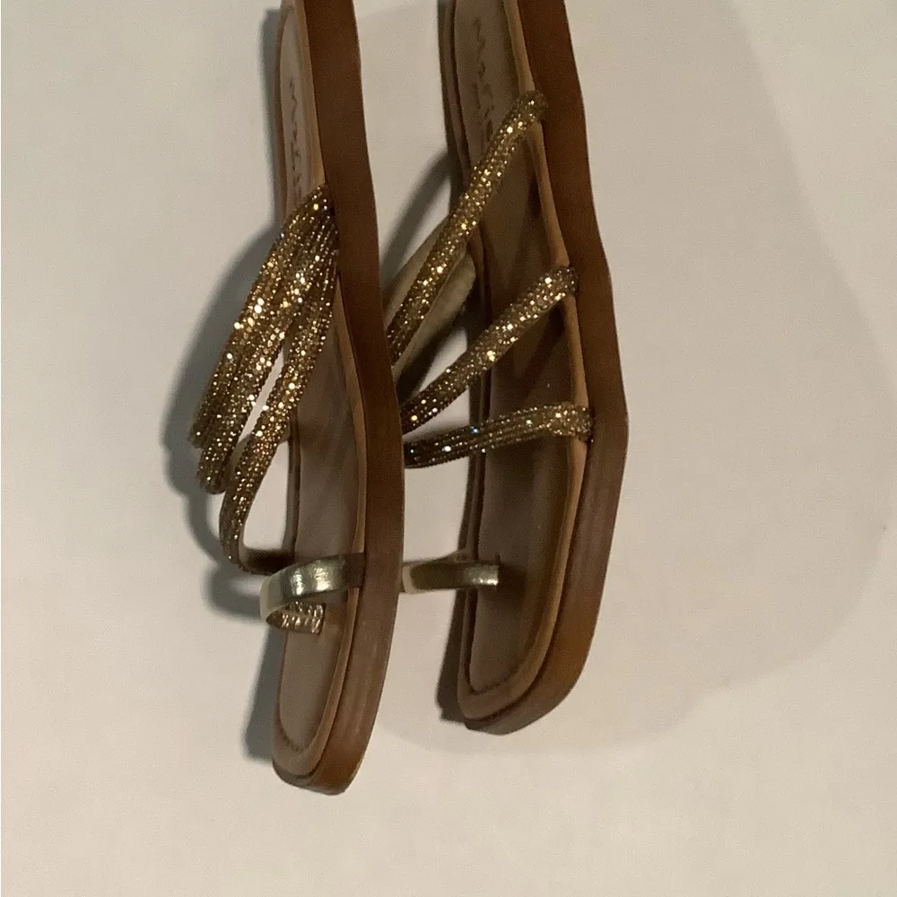 NWOB MARELLA Rhinestone AccentRose Gold Leather Sandals Sz 9 - Image 3