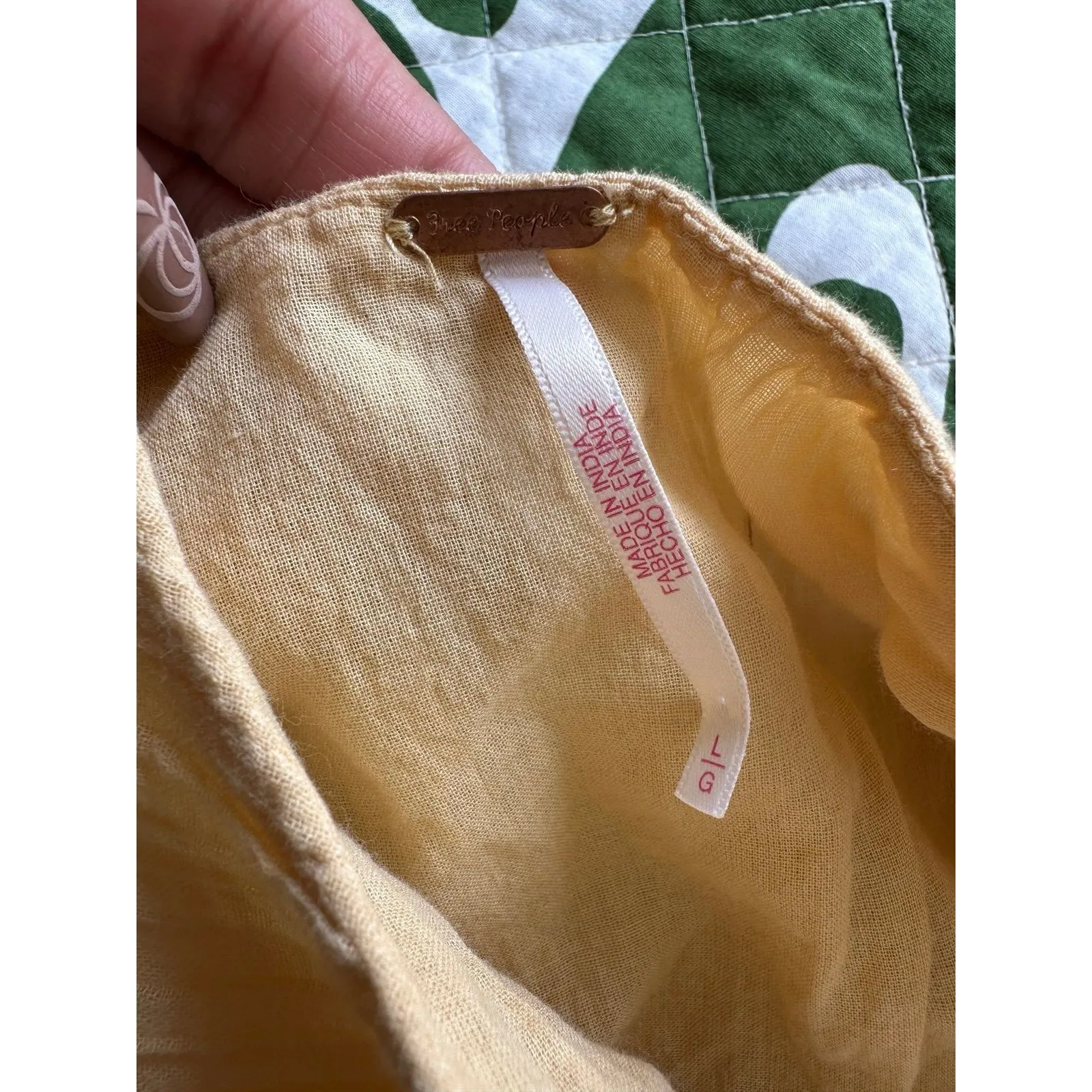 Free People 100% Cotton Ruffle Trim Crinkle Short Sweet Tunic Dress Top L - Image 6