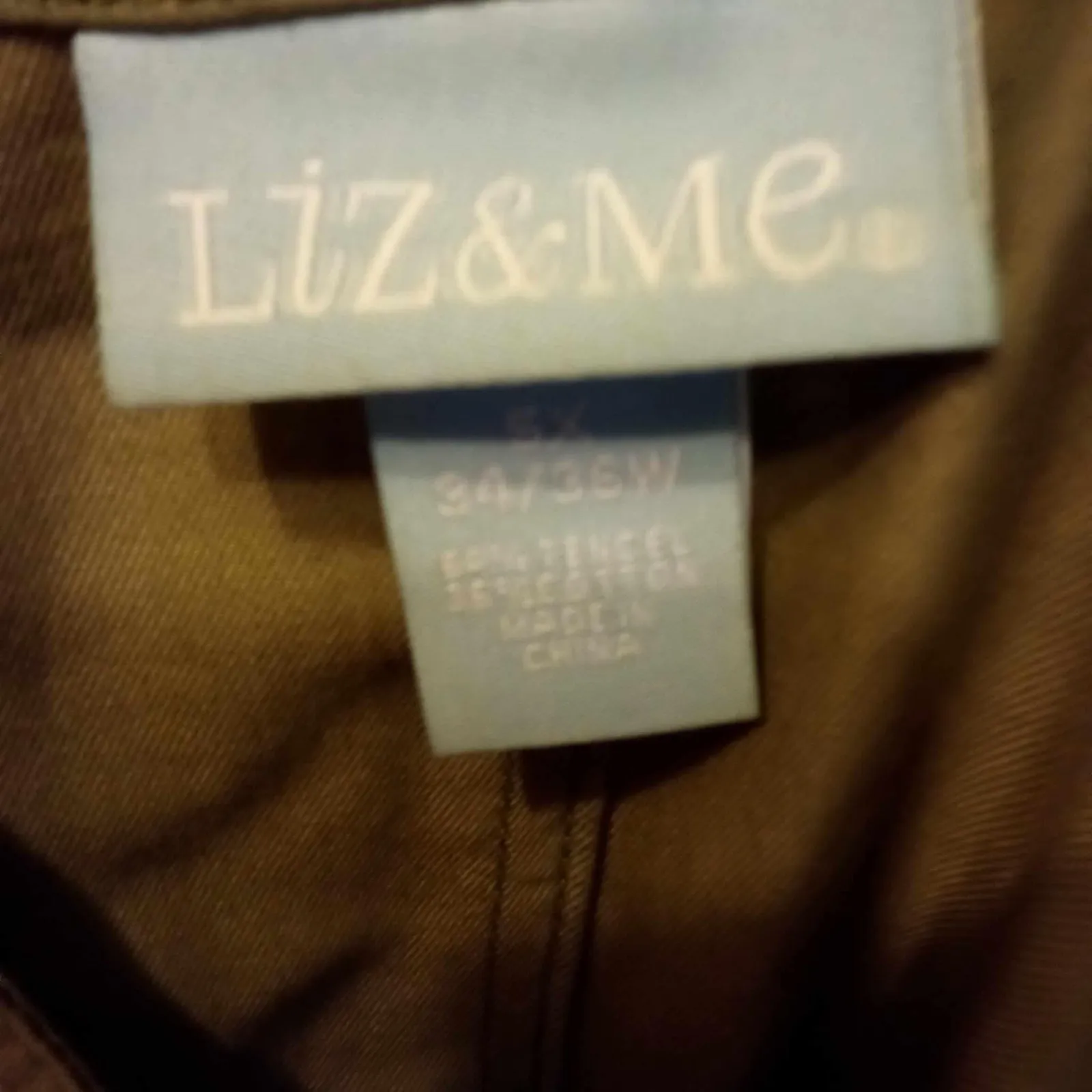 Liz & Me Utility Jacket Olive Green Button Front Long Sleeve Pockets Size 3X - Image 4