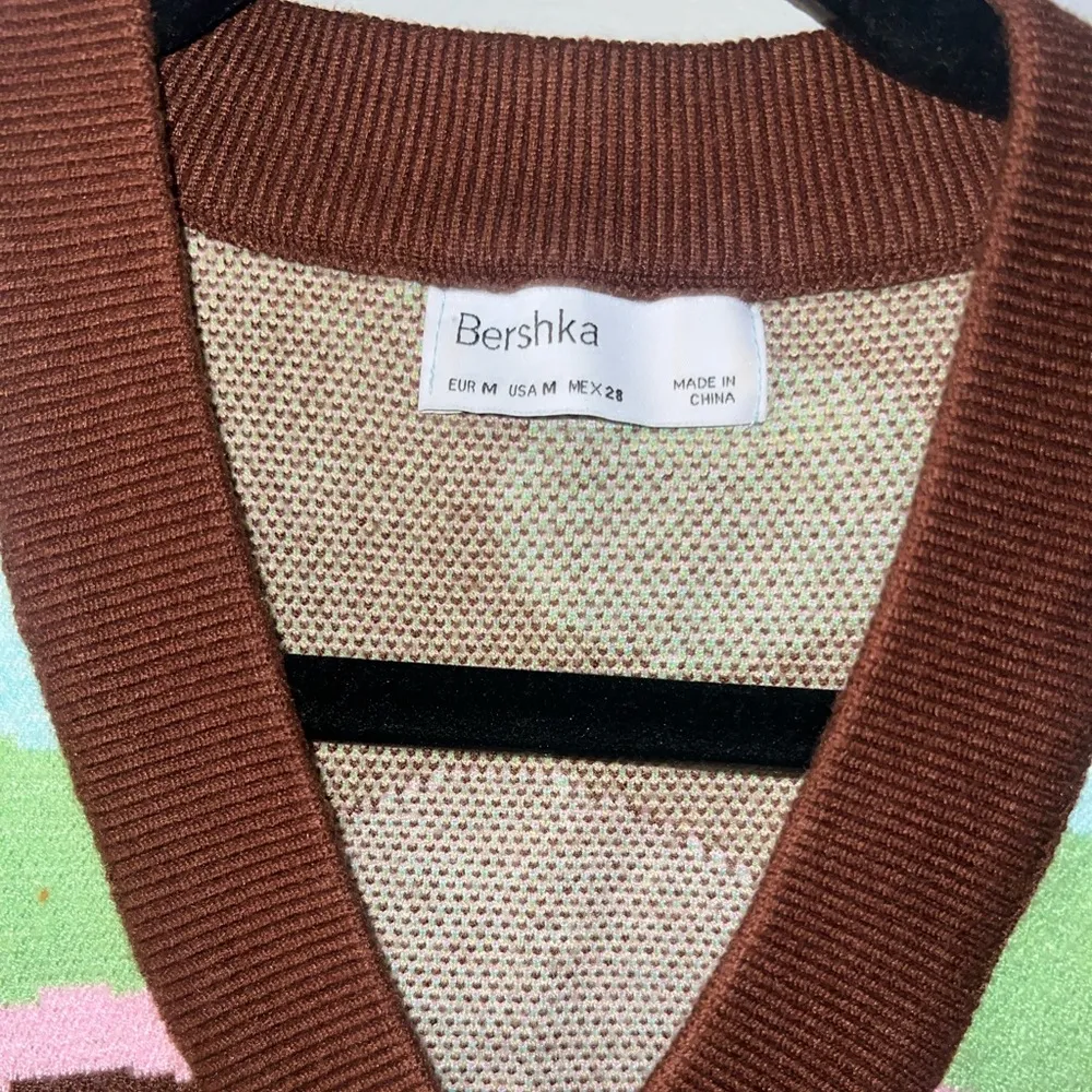 Bershka Brown and Multicolor Knit Vest - Image 3
