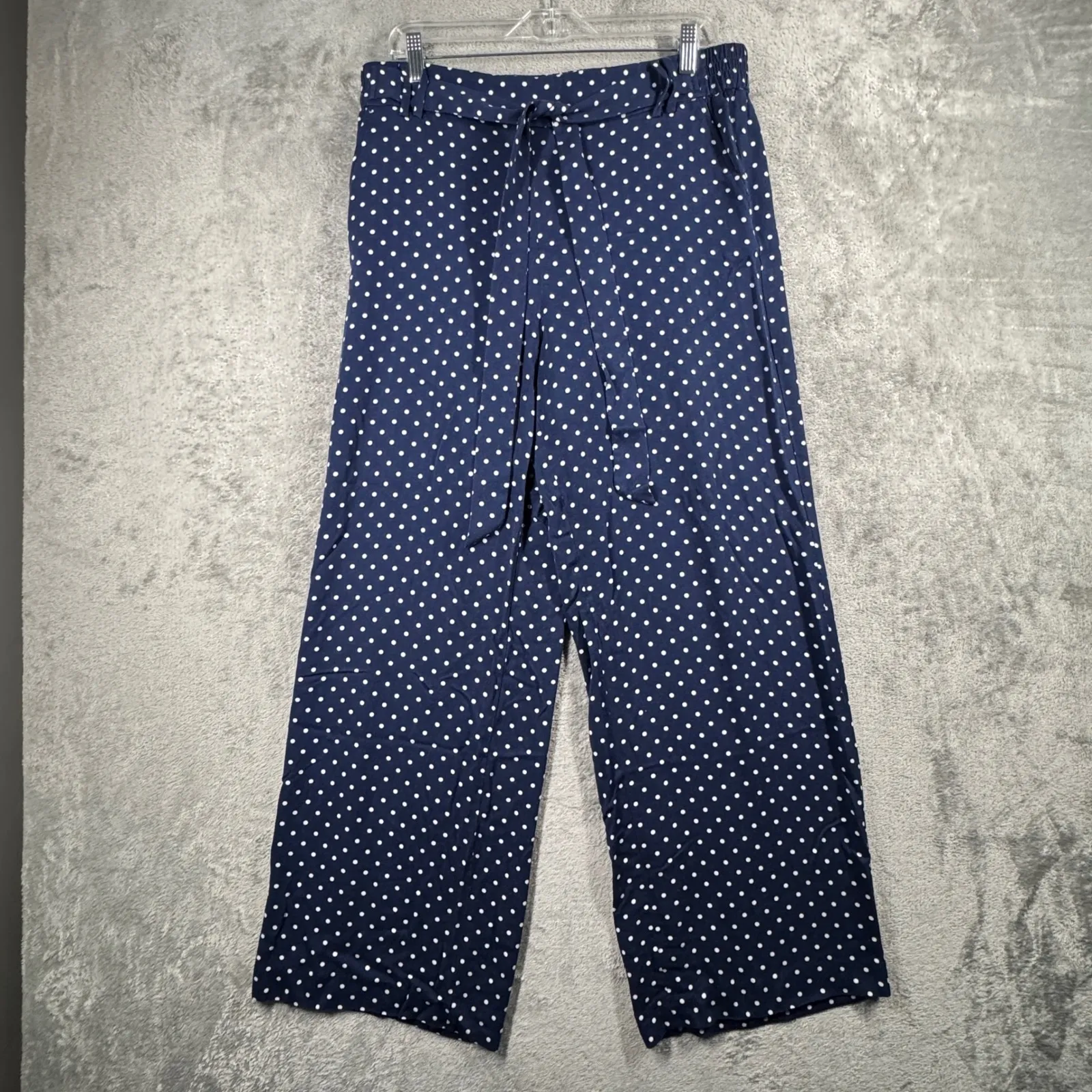 Talbots Pants Large Blue White Polka Dot Pull On‎ Preppy Classic Workwear Chic - Image 2