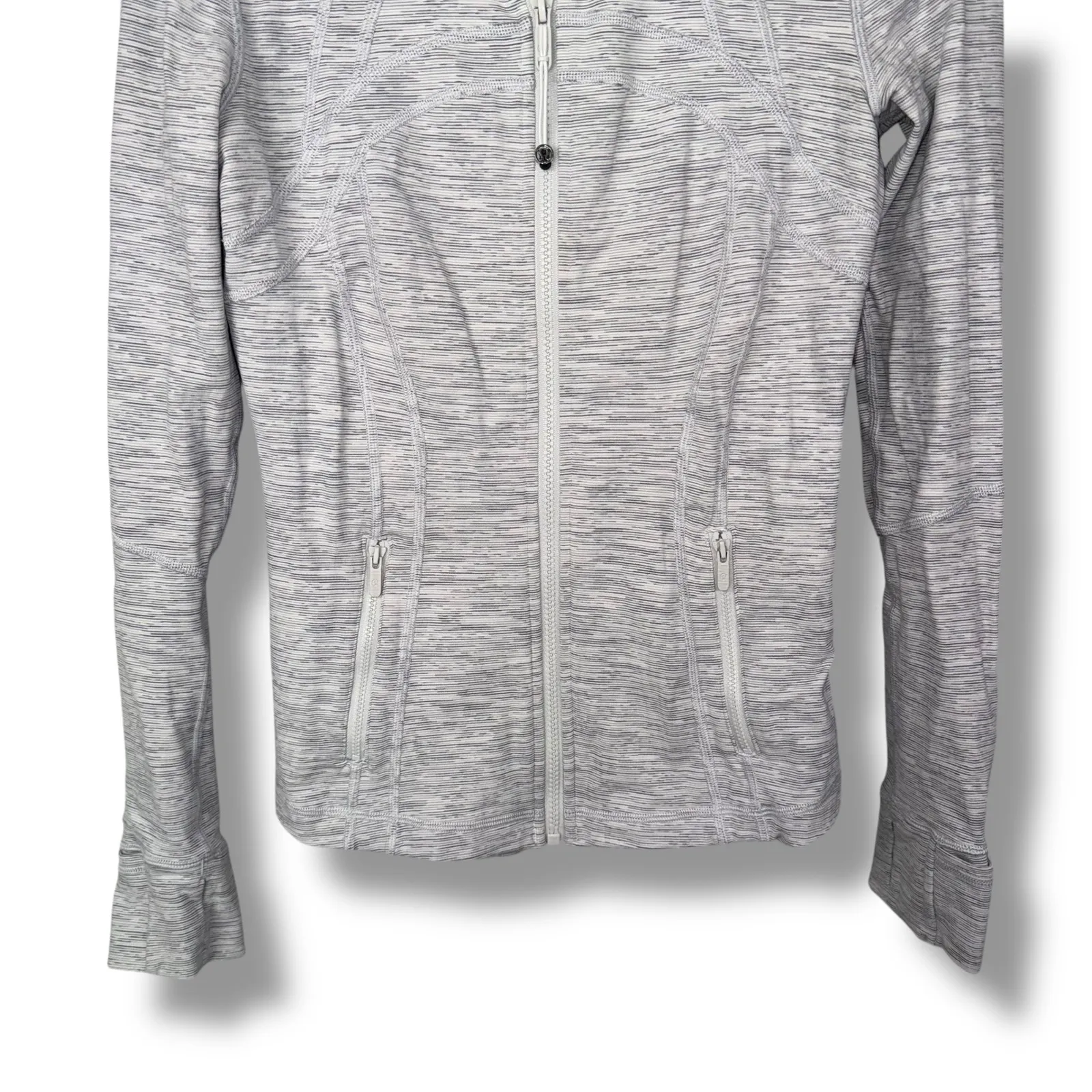 Lululemon Define Jacket Size 6 White Gray Space‎ Dye Athletic Full Zip - Image 3