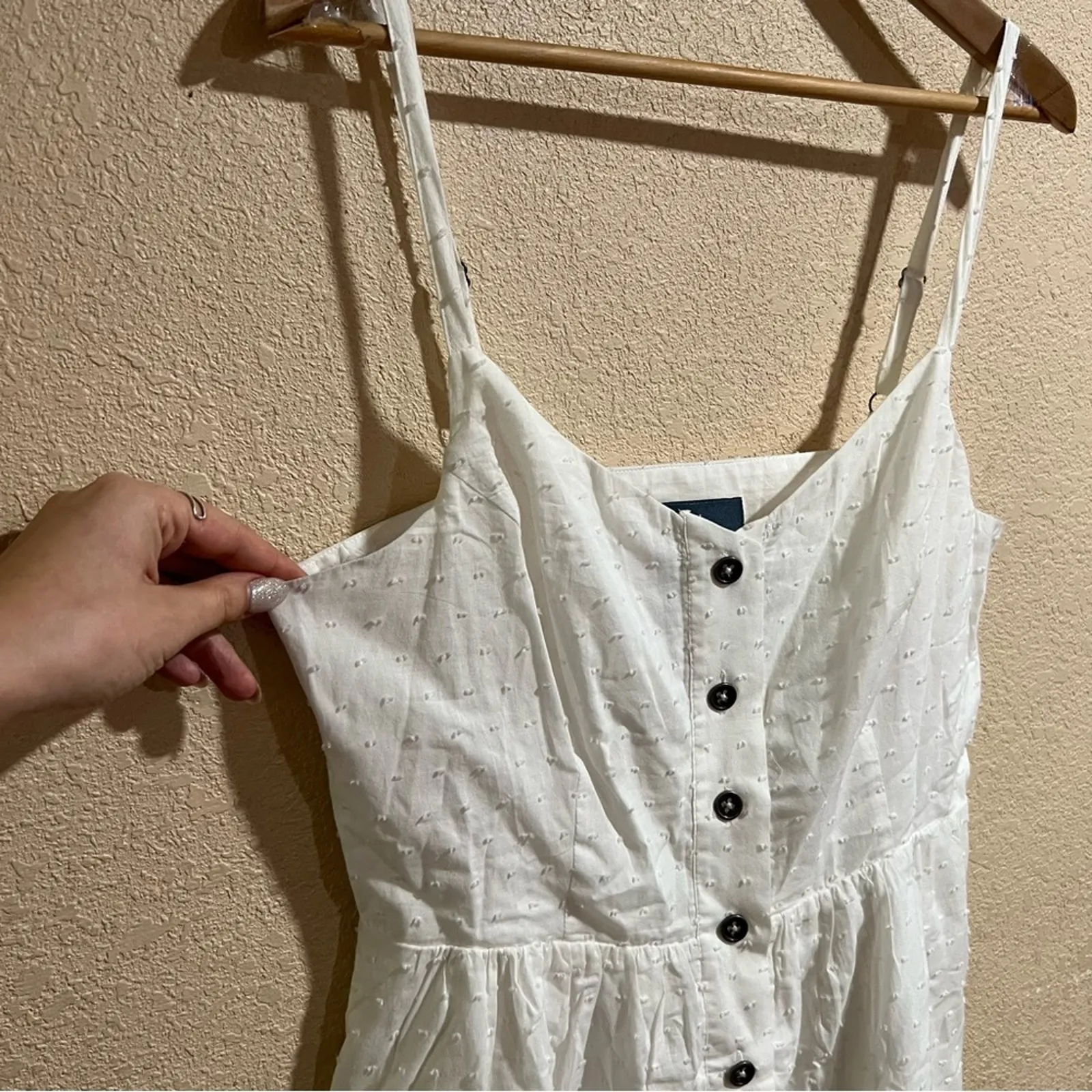 ModCloth Quite Clearly Charismatic white Swiss dot button front midi dress 12 - Image 5