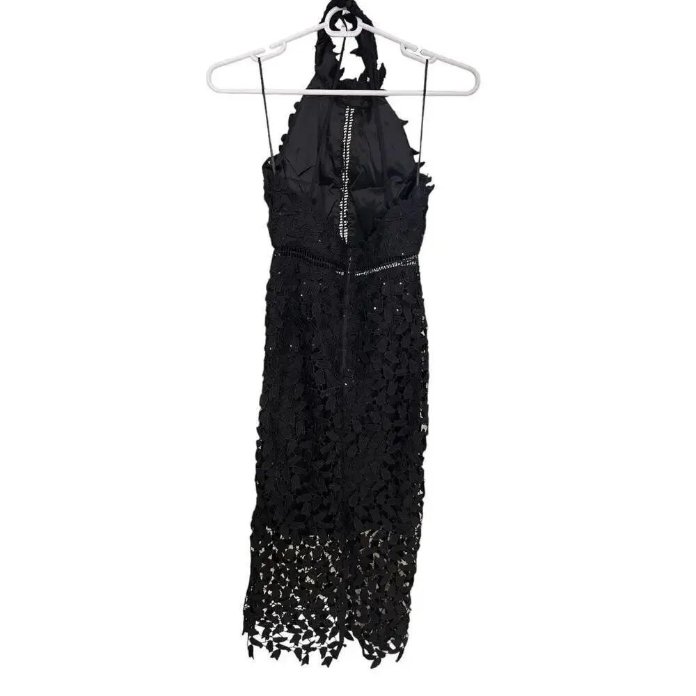 NWT! Bardot Sequin Leaf Lace Dress In Black Sz 2 - Image 6