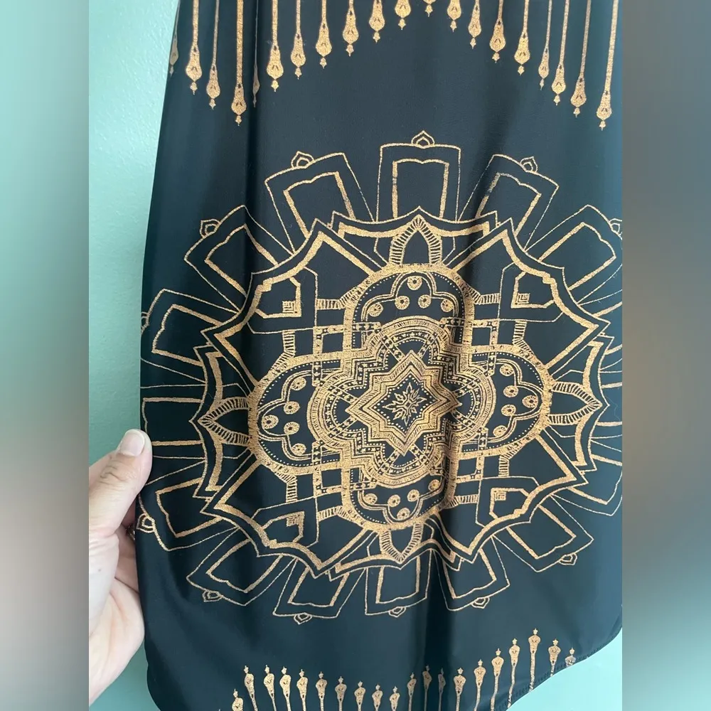 Women’s Gold/Metallic Geometric Reversible One Piece Bathing Suit Swimsuit M Black Size M - Image 2