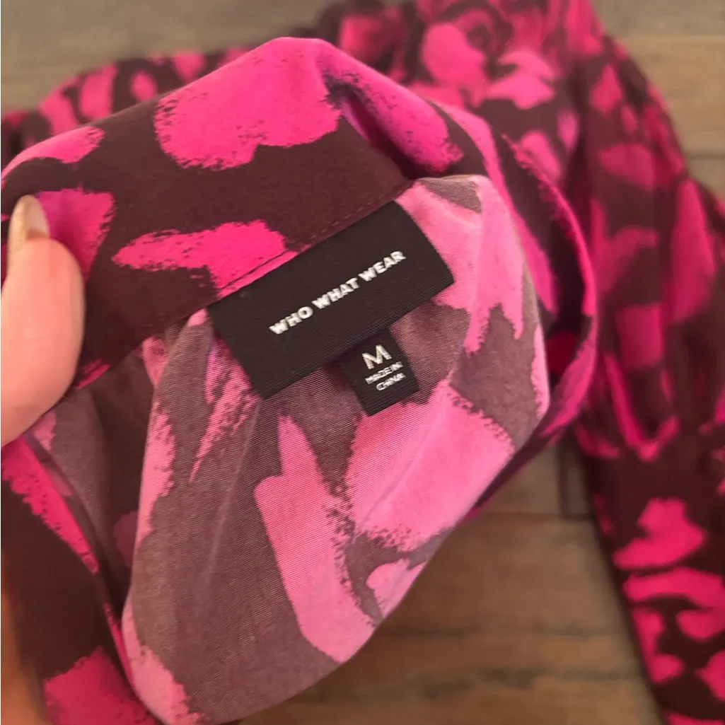 Who What Wear Vibrant Pink Fuchsia Top Blouse Size Medium - Image 3