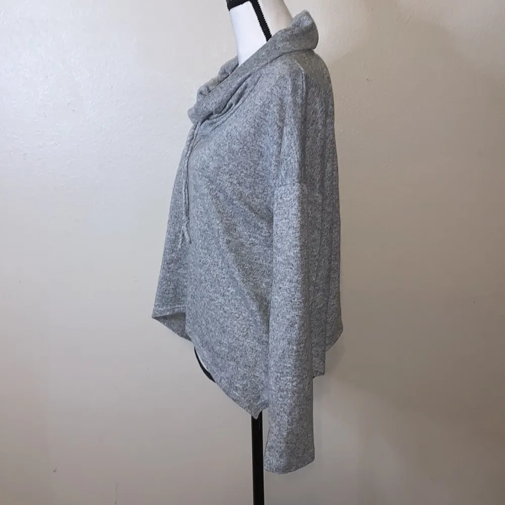 Purple Snow  cowl neck stretchy asymmetrical gray pullover sweater - Image 3