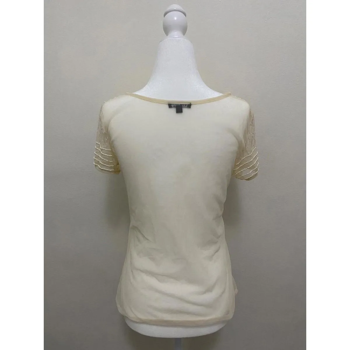 TFNC LONDON Sheer Beaded Blouse in Cream (SMALL) - Image 7