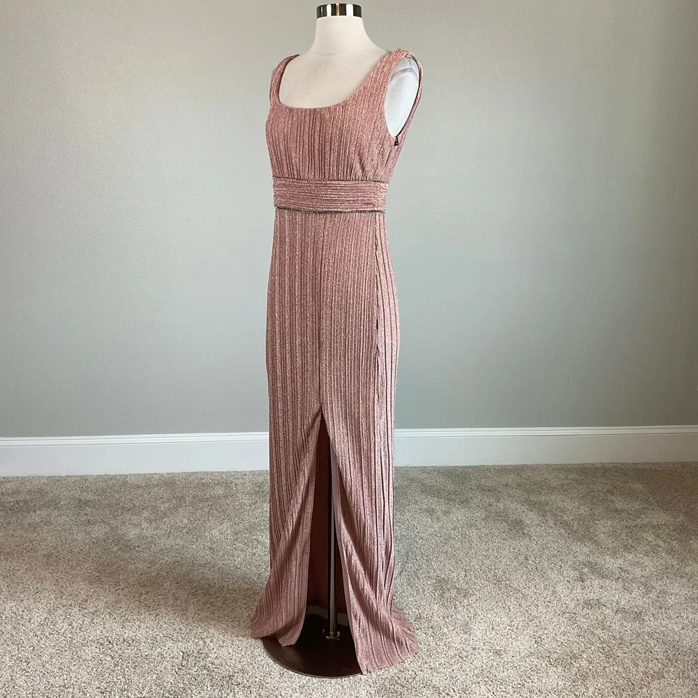 Pink Metallic Beaded Column Gown  Women's Size 4 Formal Dress - Image 2