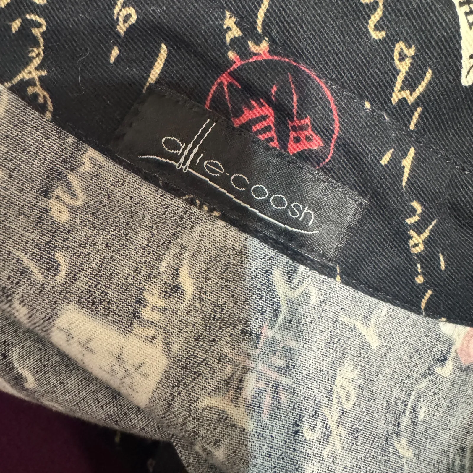 Allie Coosh Shirt Jacket Womens M Black button up Asian lettering Lagenlook Size M - Image 5