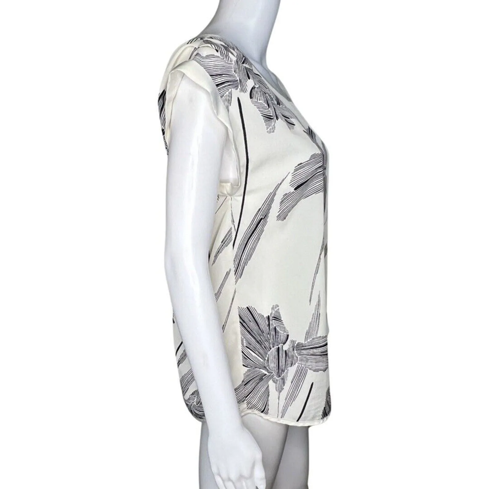 The Limited Shirt Women Small White Black‎ Floral Blouse Flower Career Casual - Image 2