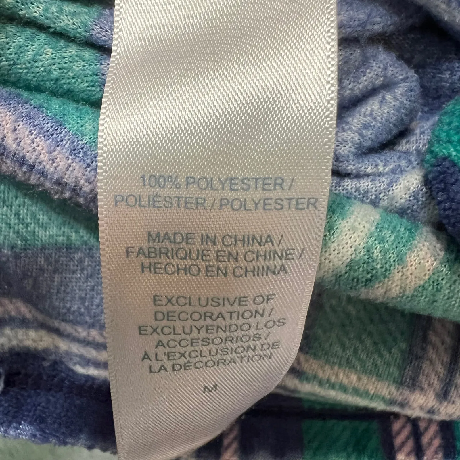 Nautica Plaid Pajama Set Top Pants Sleepwear Women's Medium Blue Green‎ Fleece - Image 4