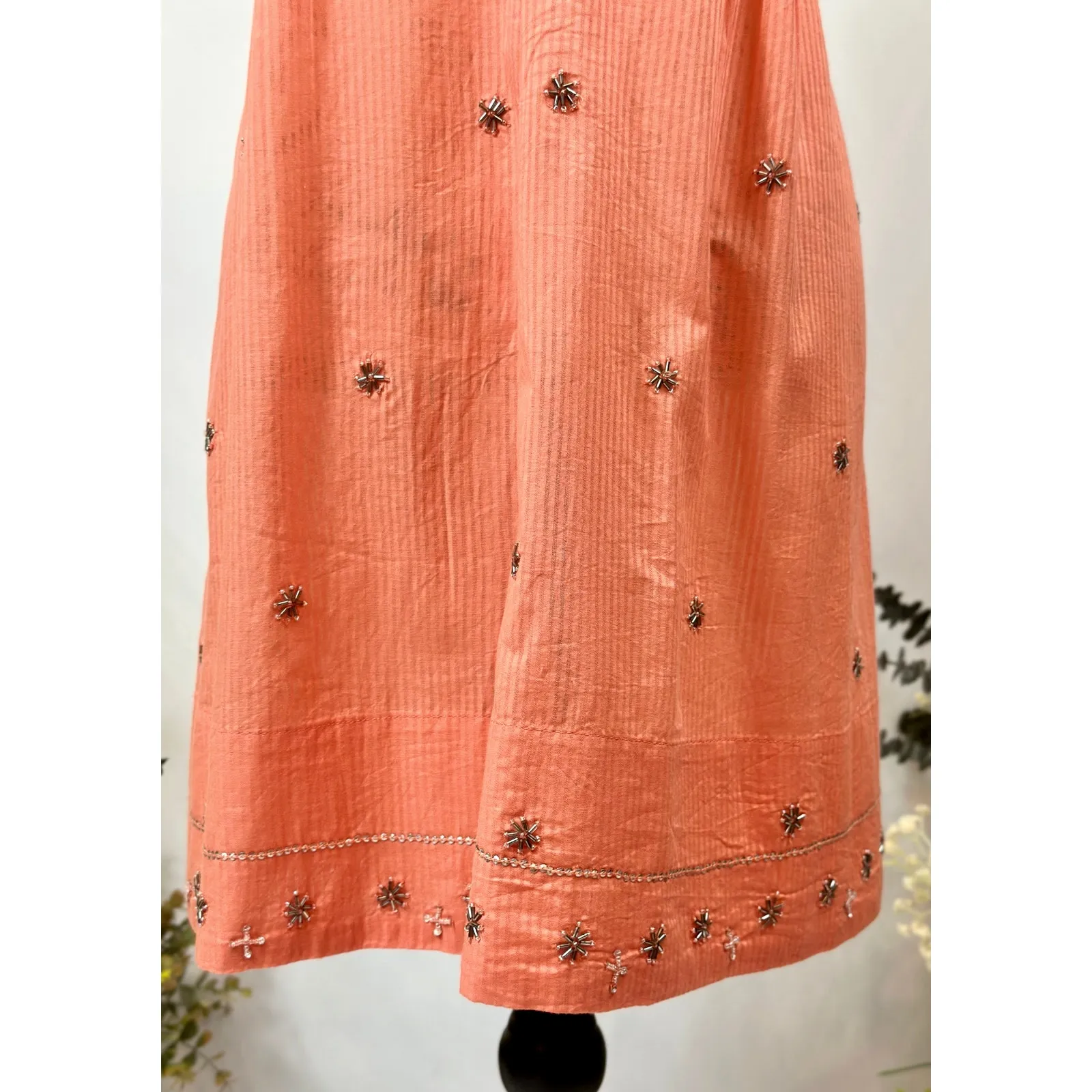 Free People Crushin On You Cotton Beaded Striped Dress - Image 9