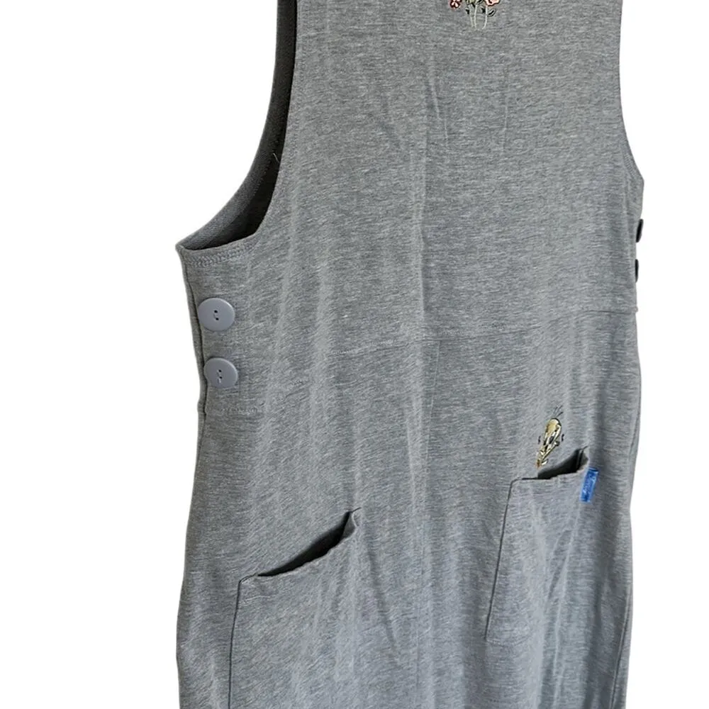 90s Warner Bros. Looney Tunes Embroidered Tweety Cotton Maxi Dress Women’s Large - Image 4