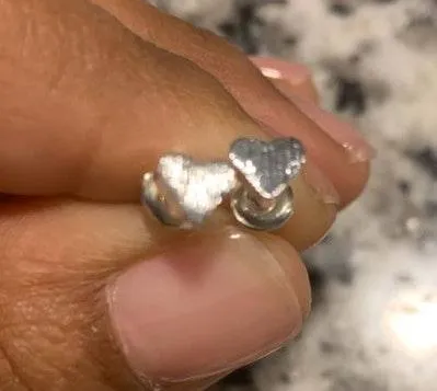 Mini Heart Earrings Dipped In White Gold! So Cute And dainty! Brand new! Silver - Image 2