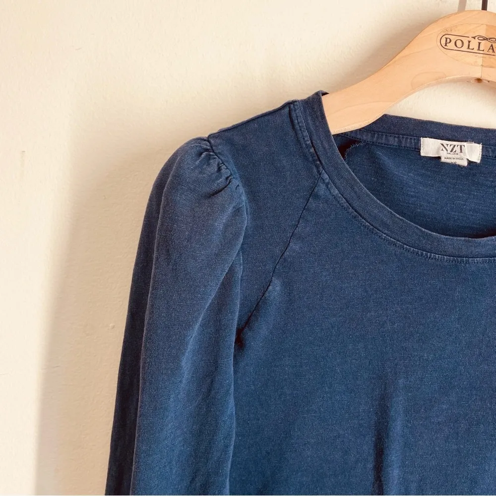 Nic + Zoe NZT Modal Blend Puff Shoulder Long Sleeve Top Blue size XS - Image 3