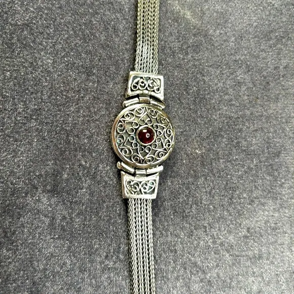 Vintage Sterling Silver Bracelet  925 Filigree Heart - Image 4