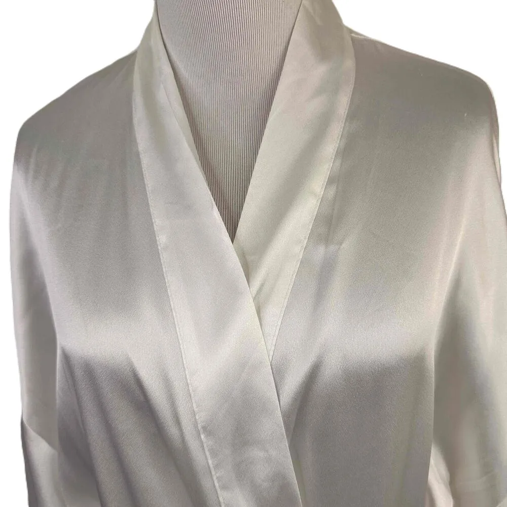 Victoria's Secret Bridal Rhinestone Bride White Long Sleeve Silky Robe Size M/L - Image 2