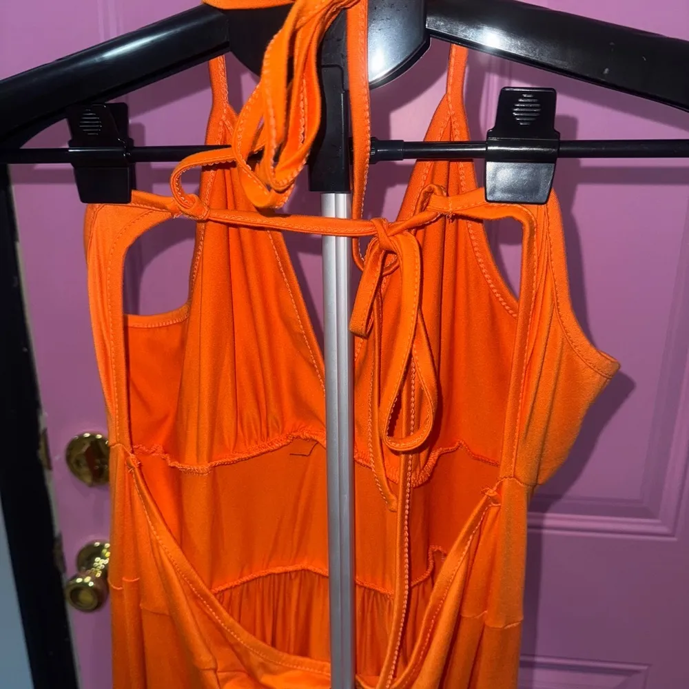 Orange Halter Maxi Sundress for Weddings‎ Size XL - Image 3
