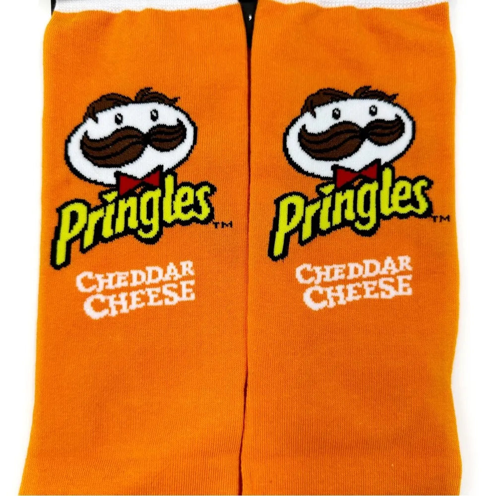 Odd Sox Pringles Cheddar Cheese Crew Socks Mens Womens Orange Fun Novelty Gift - Image 4