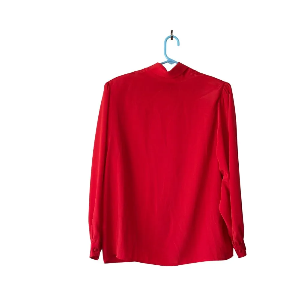 Vintage Christie & Jill Red Blouse Long Sleeve Formal Wear Classic Timeless 16 - Image 2