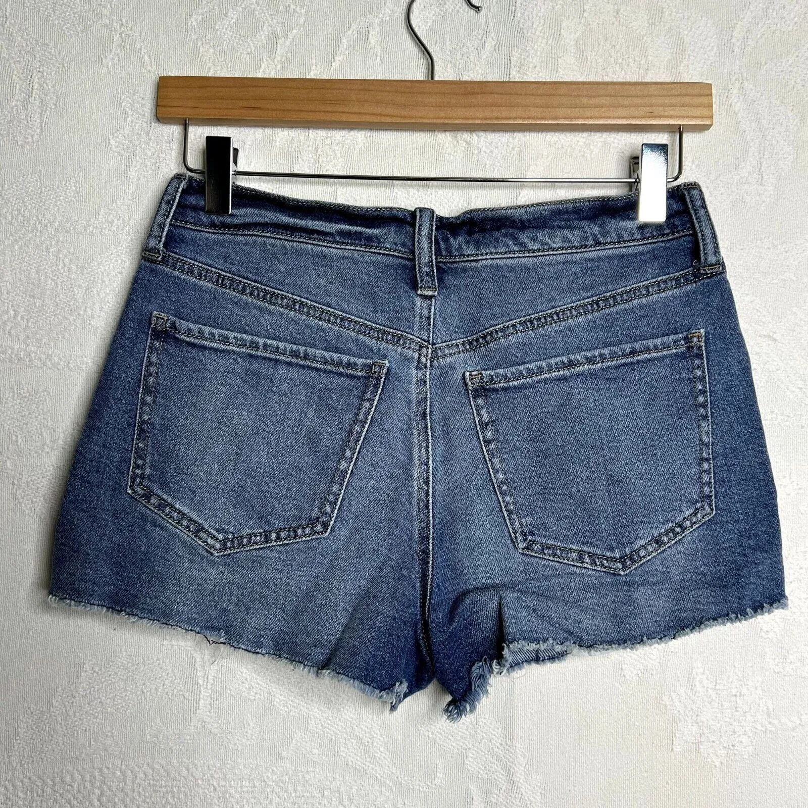 High Rise Distressed Mom Jean Shorts - Image 5