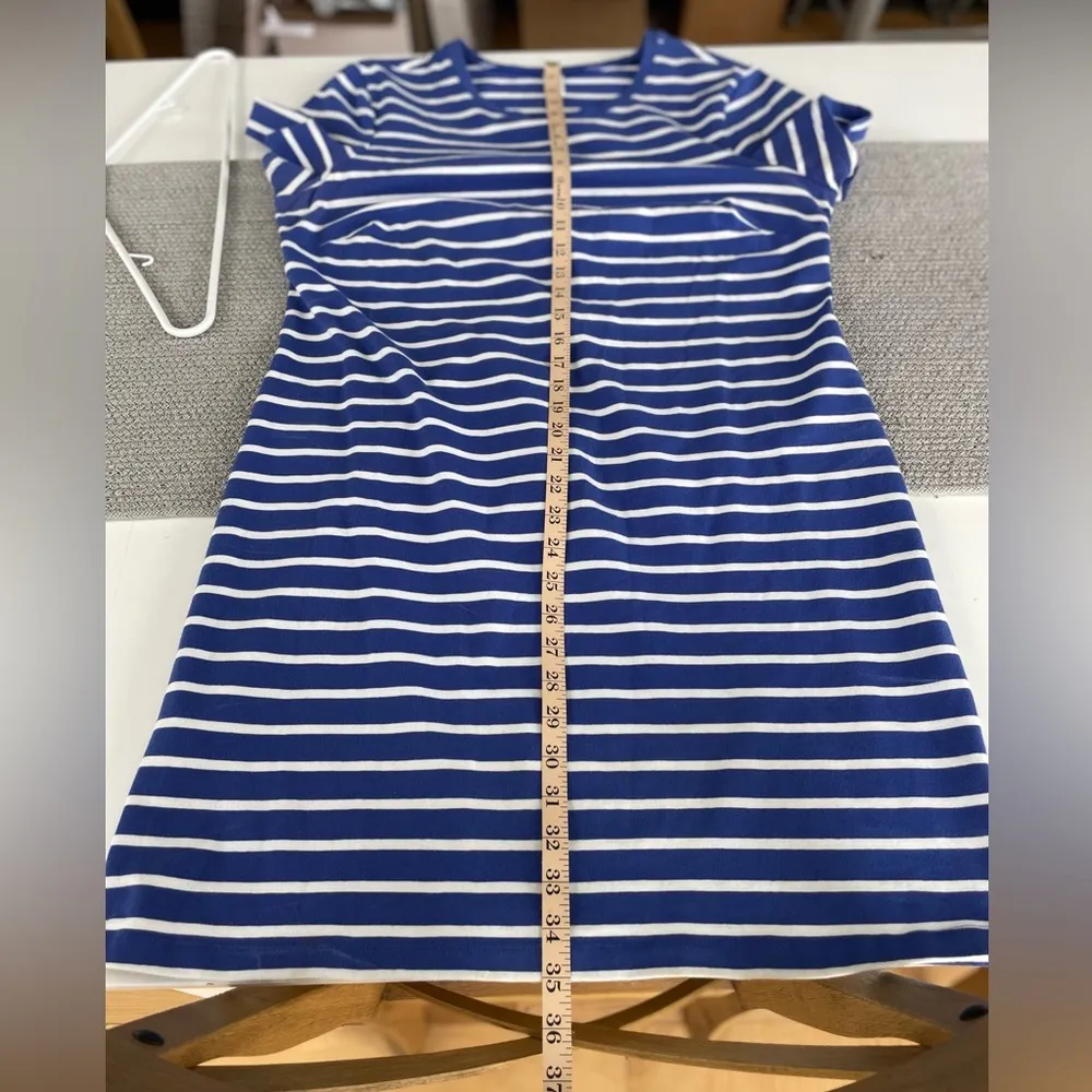Old Navy Cobalt Blue White Striped Stretch Cotton Tee Shirt Dress Sz XL - Image 7