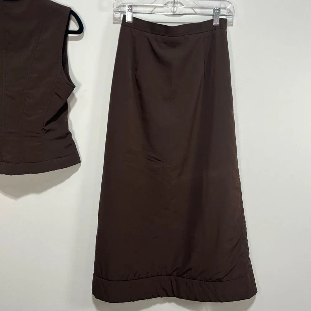 Designer Yoshi Kondo Two Piece Vest and Skirt Women’s Size Medium Brown - Image 4