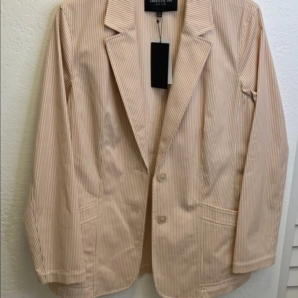 Nwt Lafayette 148 Boston Micro Stripe Clay Multi blazer. - Image 5