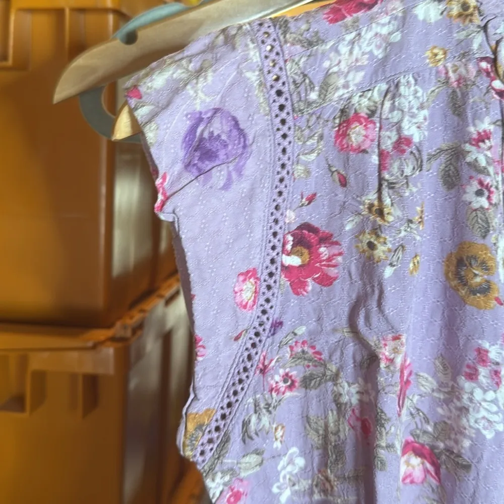 Buffalo Ladies' Floral Print Flutter Sleeve Top Purple Size Small - Image 12