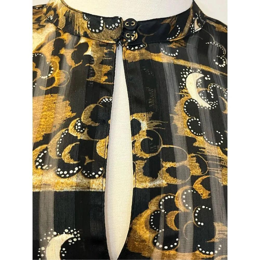 Scotch & Soda  Satiny Brown and Gold Avant Gard Romantic Blouse S - Image 3