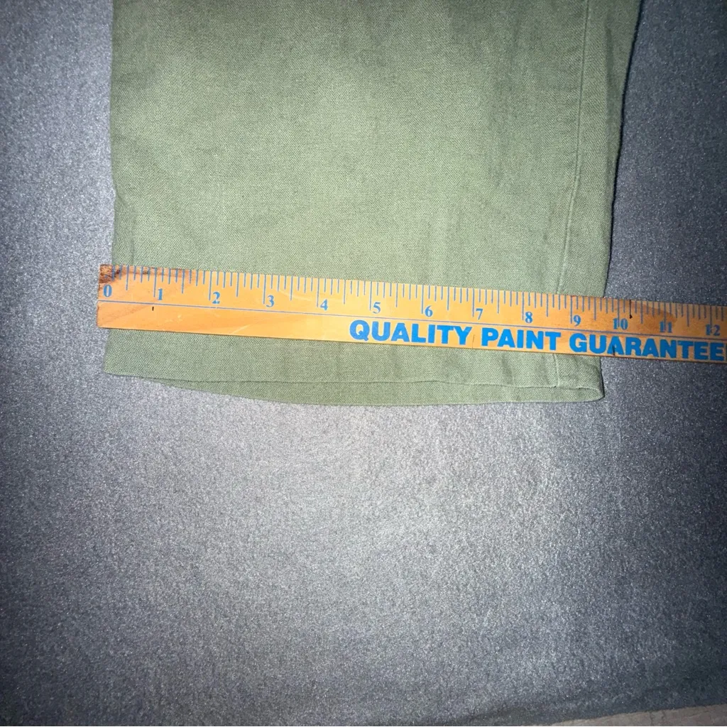 Old Navy Olive Green cropped Jumpsuit size Small linen blend‎ pockets adjustable - Image 11