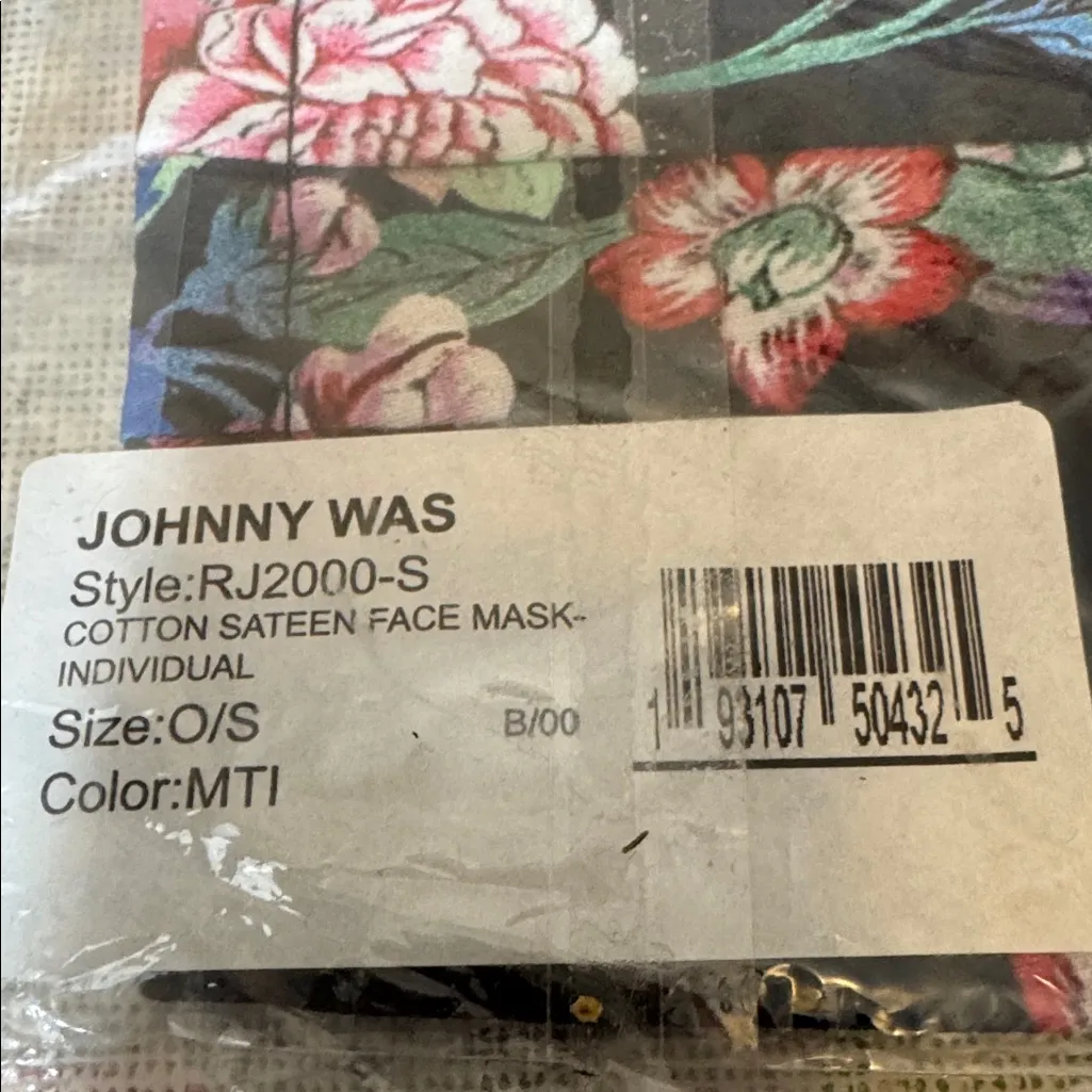 Johnny Was Navy Cotton Sateen Floral Face Mask Interior Pocket for Filter NIP - Image 8