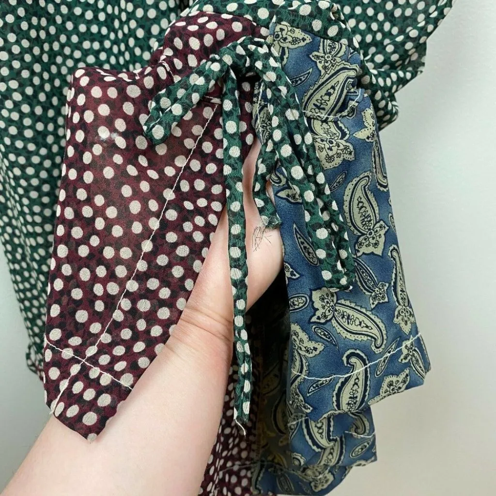 Vintage Look Sheer Jumper‎ Green Polka Dots Buttons Sleeveless Womens Size M - Image 6