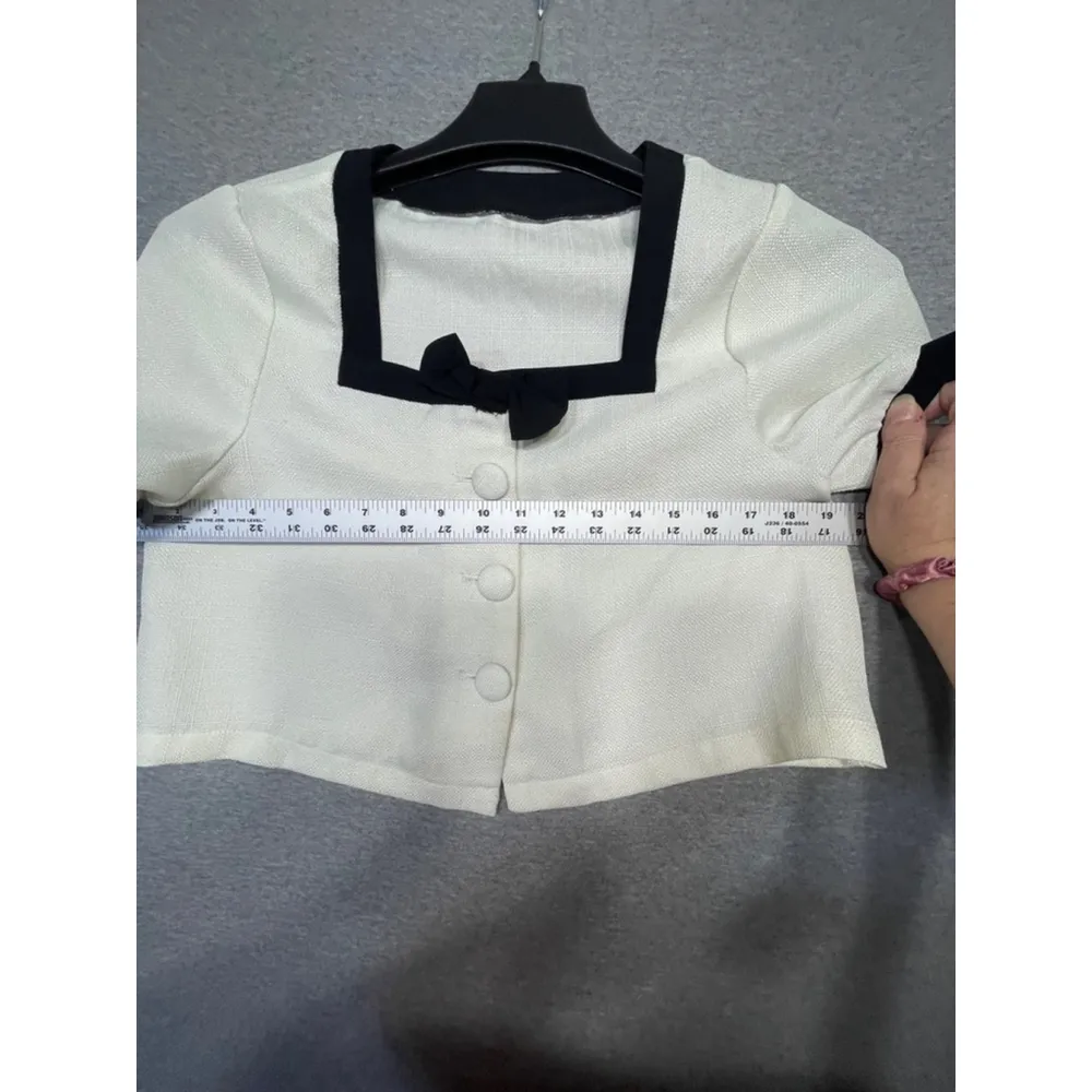 Women's Y.JIA Blouse, M, White & Black Size M - Image 5