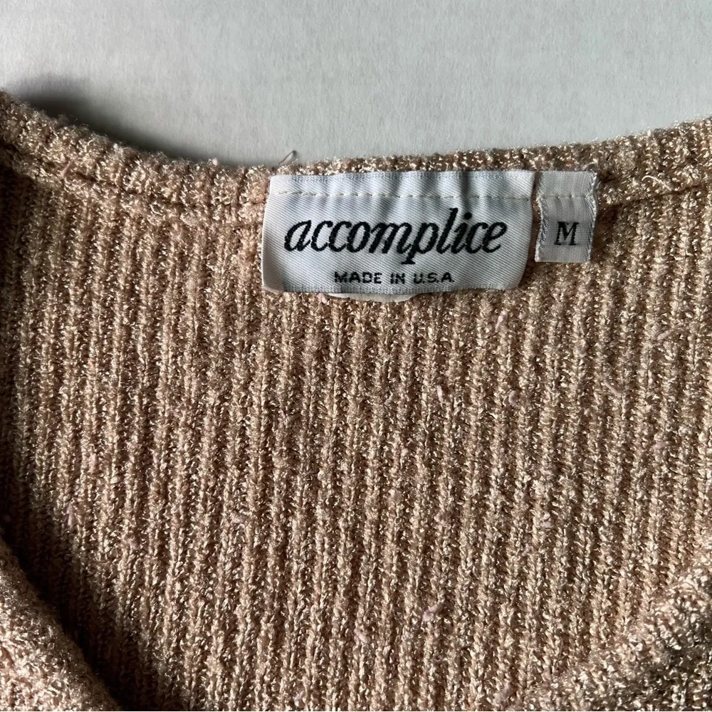 Accomplice Vintage 90s knit crop top size medium oatmeal beige round neck Tan - Image 5