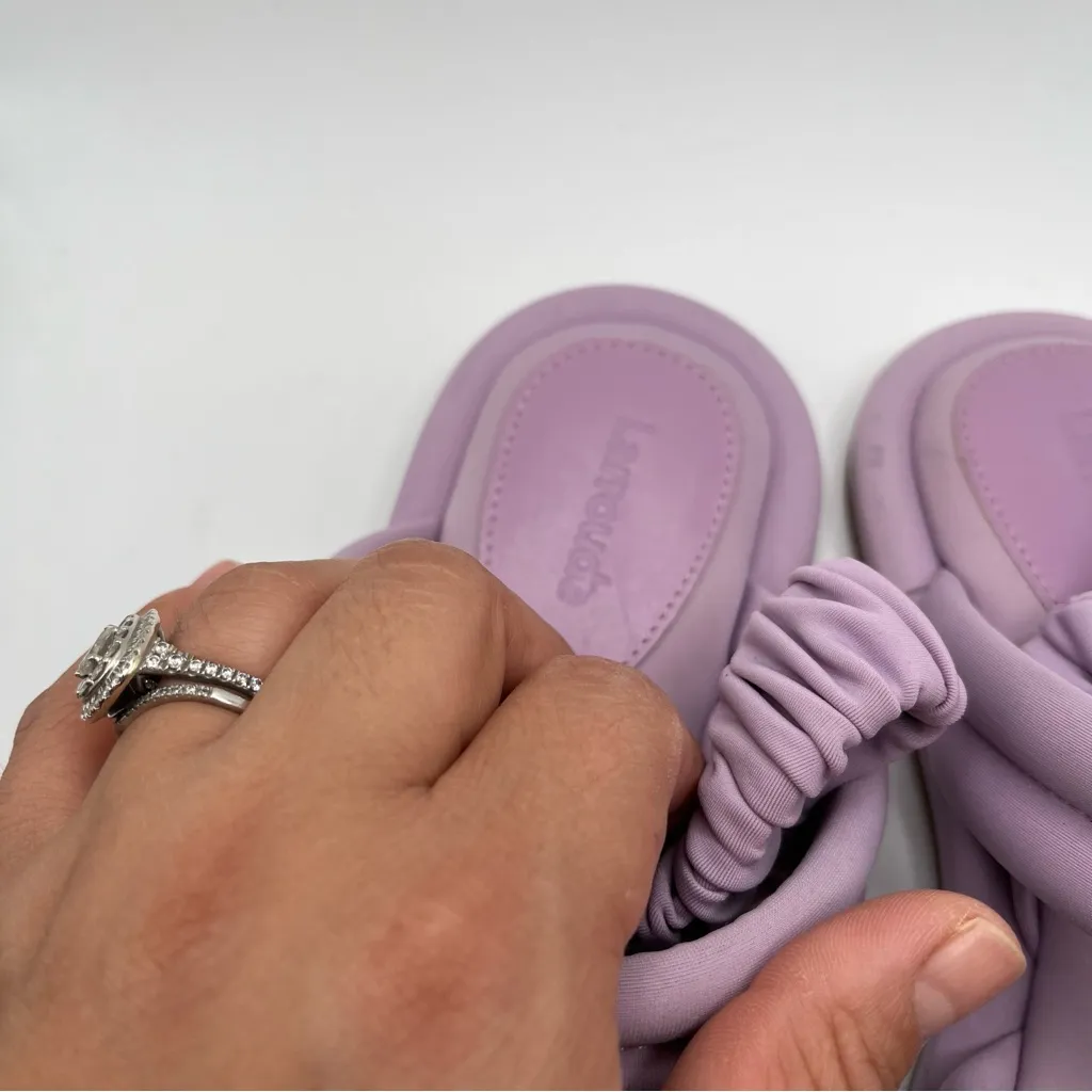 NWOB Larroudé Women's Joshua Flat Sandal in Lavender Lycra Flats Lavender size 6 - Image 4