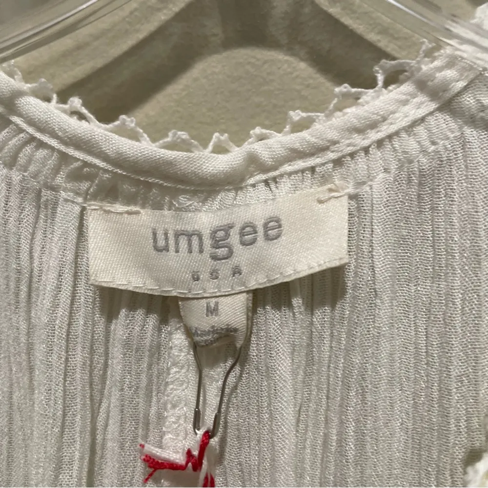 Umgee Lace Peasant Babydoll Tunic Off White Women’s Size Medium NWT - Image 9