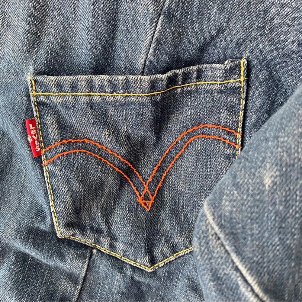 Vintage Levi’s Denim Jean Crop Jacket Zipper Made in Belgium size small - Image 8