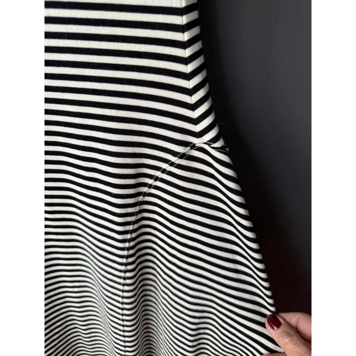 Lauren Ralph Lauren Black and White Striped Midi Dress, Size M - Image 7