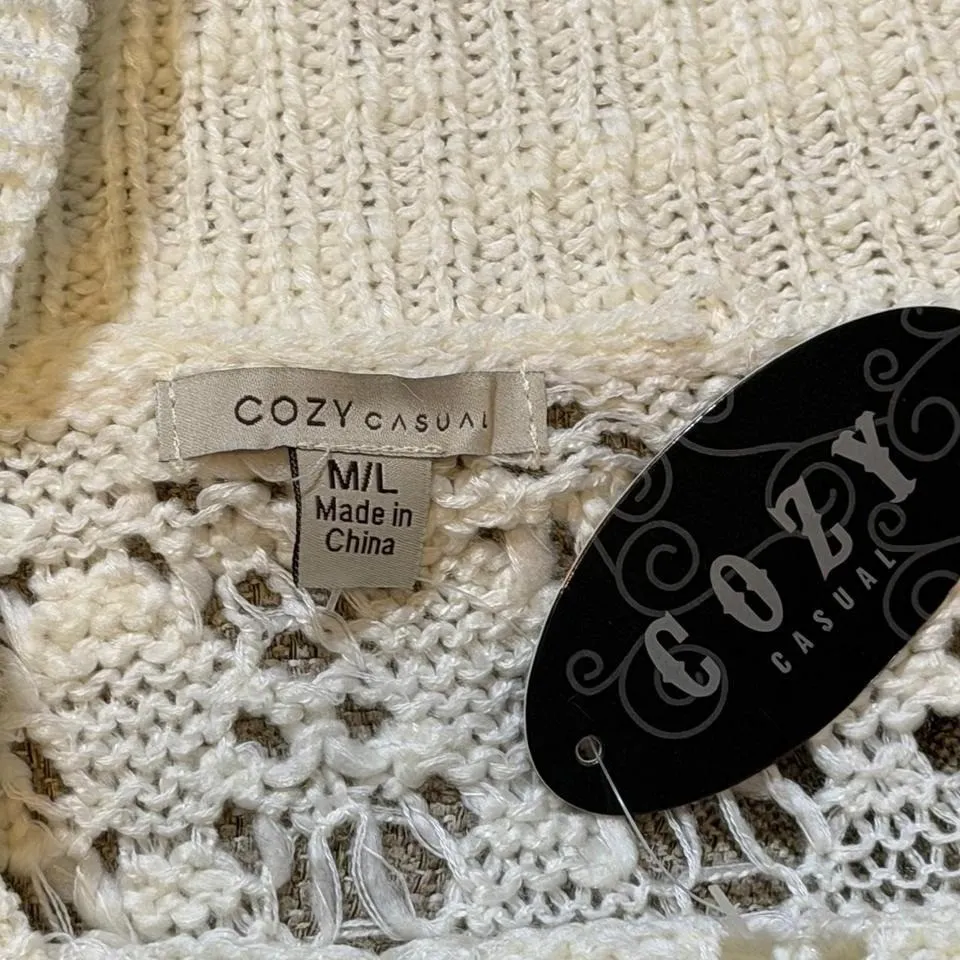 Ivory Open Knit Off Shoulder Sweater - Image 5